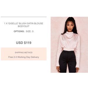 House of CB satin bodysuit in pink (worn once!)